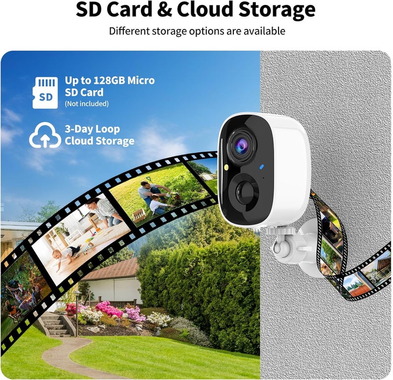 Tziarp 2K FHD WiFi Wireless Cameras Solar Powered,Security Cameras Wireless Outdoor,Outside Camera for Home Security,AI Motion Detection,Color Night Vision,Spotlight,Siren Alarm,SD/Cloud Storage,2 Pack - Image 4